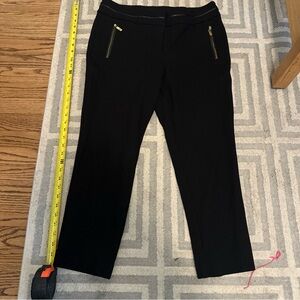 Anne Klein Black Cropped Trousers with Gold Zippers